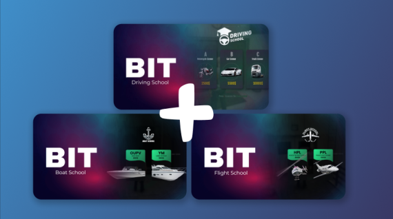 DRIVING + BOAT + FLIGHT SCHOOL FiveM | BIT Scripts | FiveM Scripts | Tebex